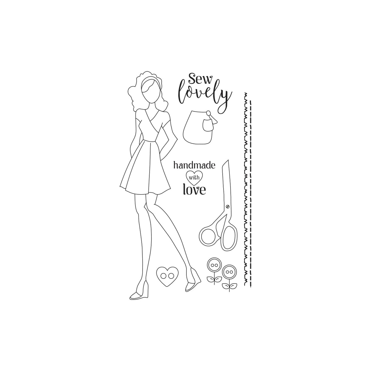 PRIMA MARKETING INC Rubber Stamp, Julie Nutting Doll Stamp - Lani - 8"x5.25", Mu