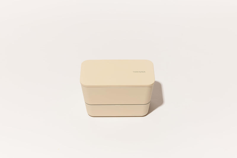 TAKENAKA Bento Lunch Box, Flat Dual Eco-Friendly and Sutainable Bento box from Japan (White Eggshell)