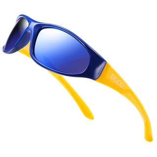 DUCO Sunglasses, 54mm,37mm, K001-revo Blue for Age 6-10