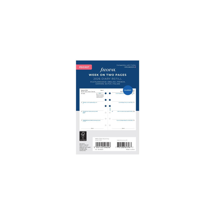 Filofax Planner, Pocket Size: 4-3/4" x 3-1/4", White