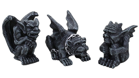 Pacific Trading Giftware 2.75 Inch Miniature Gargoyles Statue Figurines, Set of Three