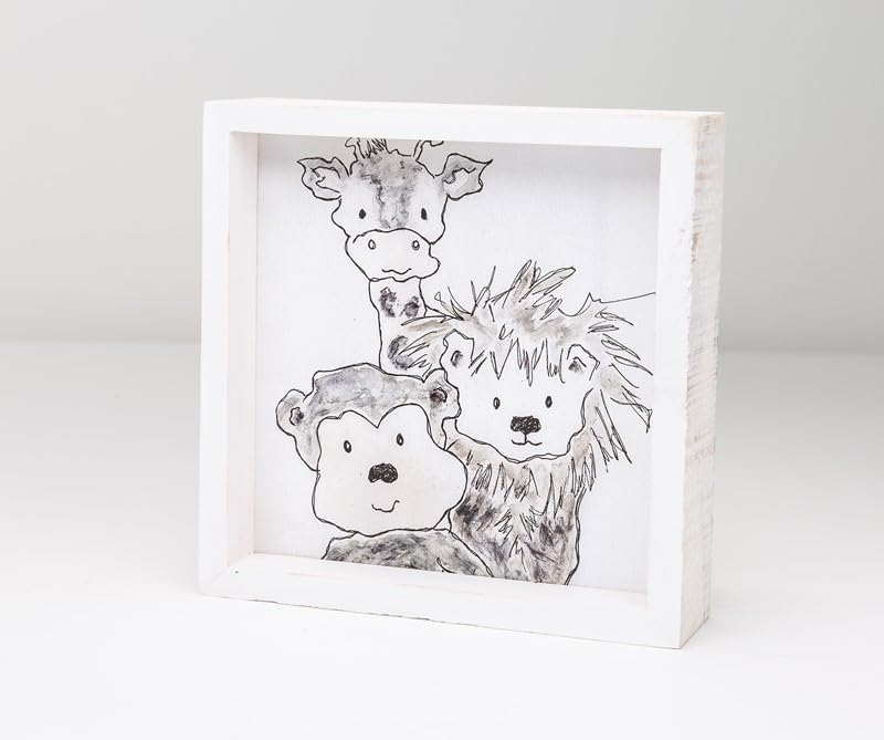 TradeCie Block Sign with Animal Trio, 6-inches, Decorative Signs