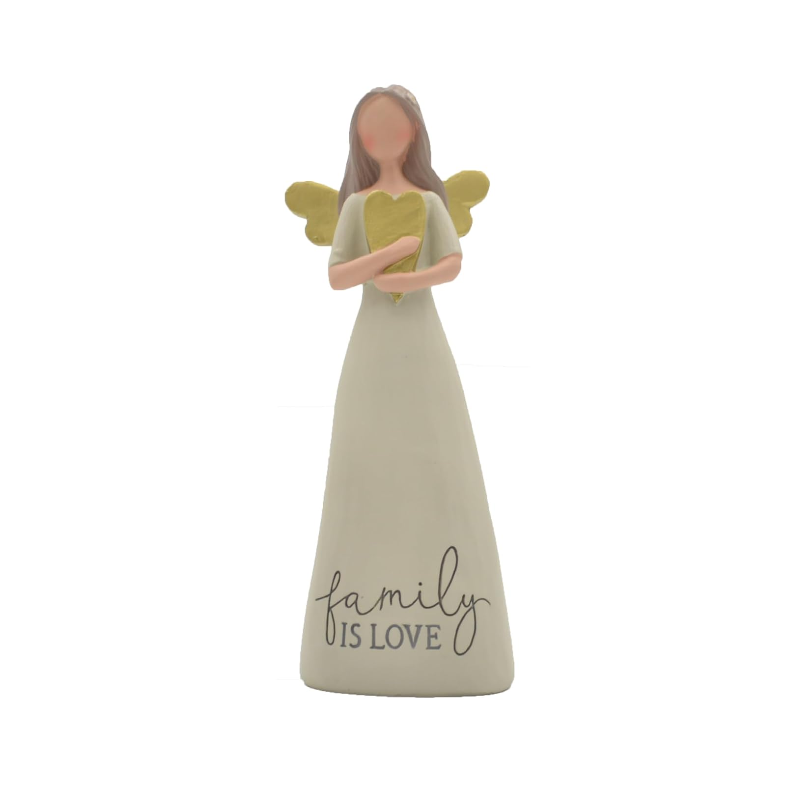 Blossom Bucket Family is Love Heart Soft Cream 6 inch Resin Stone Collectible Angel Figurine