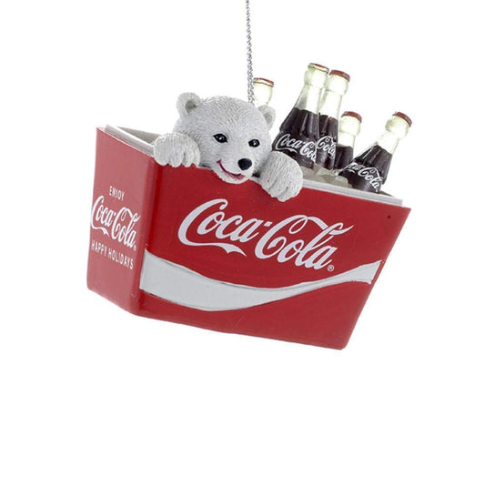 Coca-Cola Kurt Adler Polar Bear Cub in Coke Cooler Ornament, 2.75-Inch