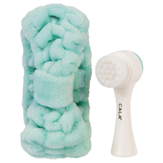 Cala Goal To Glow Dual Action Facial Brush & Headband Set (Mint)