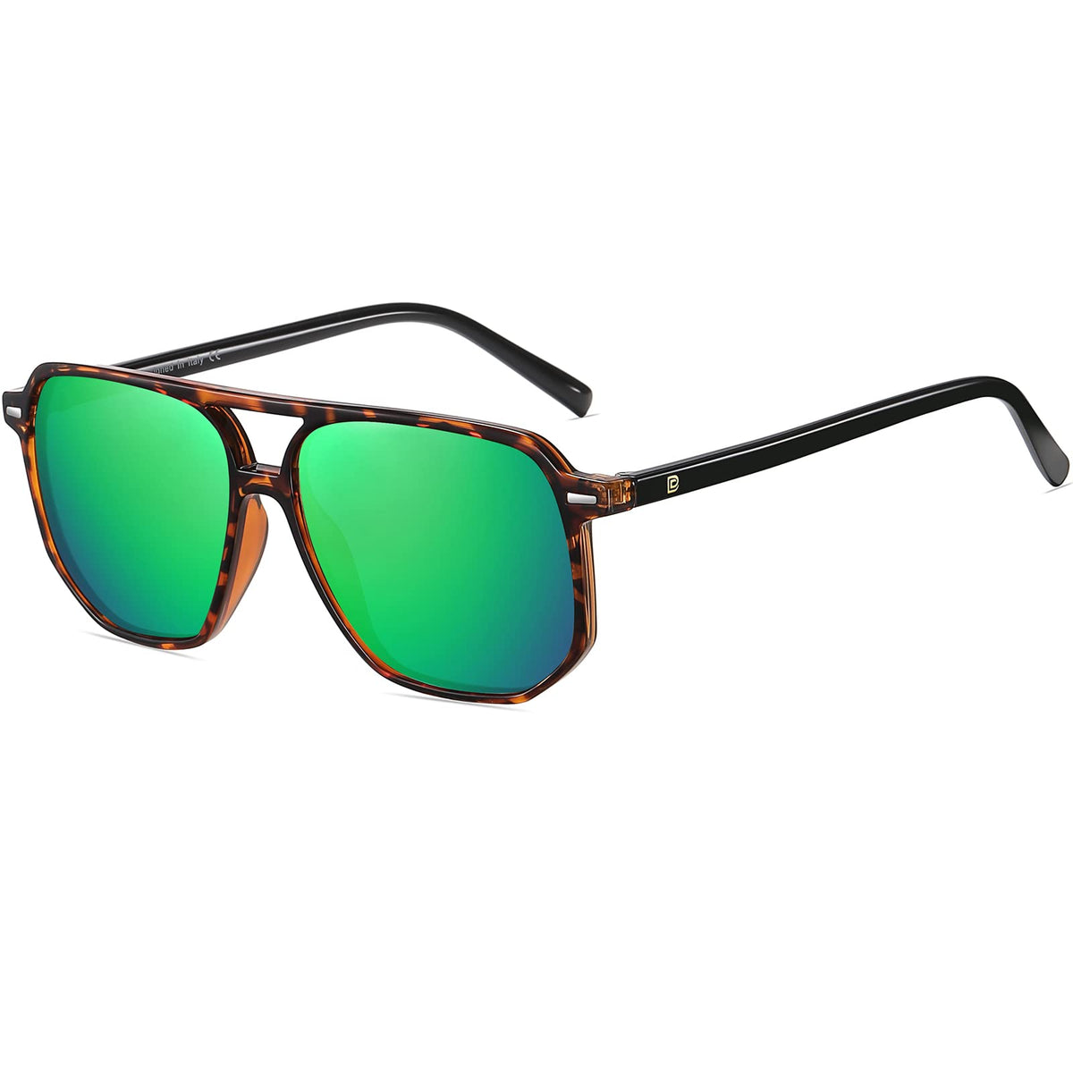 DUCO Sunglasses, common, Brwon Tortoise Frame Revo Green Lens