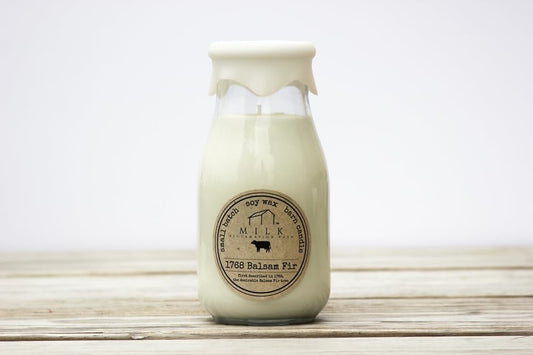 Milk Reclamation Barn Balsam Fir Milk Bottle Candle, 12.5 Ounce
