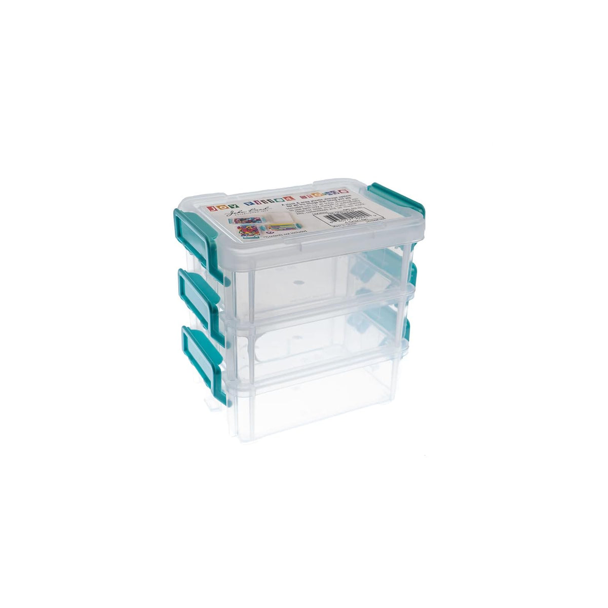 John Bead Storage Box, 4.5x3x1.5in, Clear With Turquoise