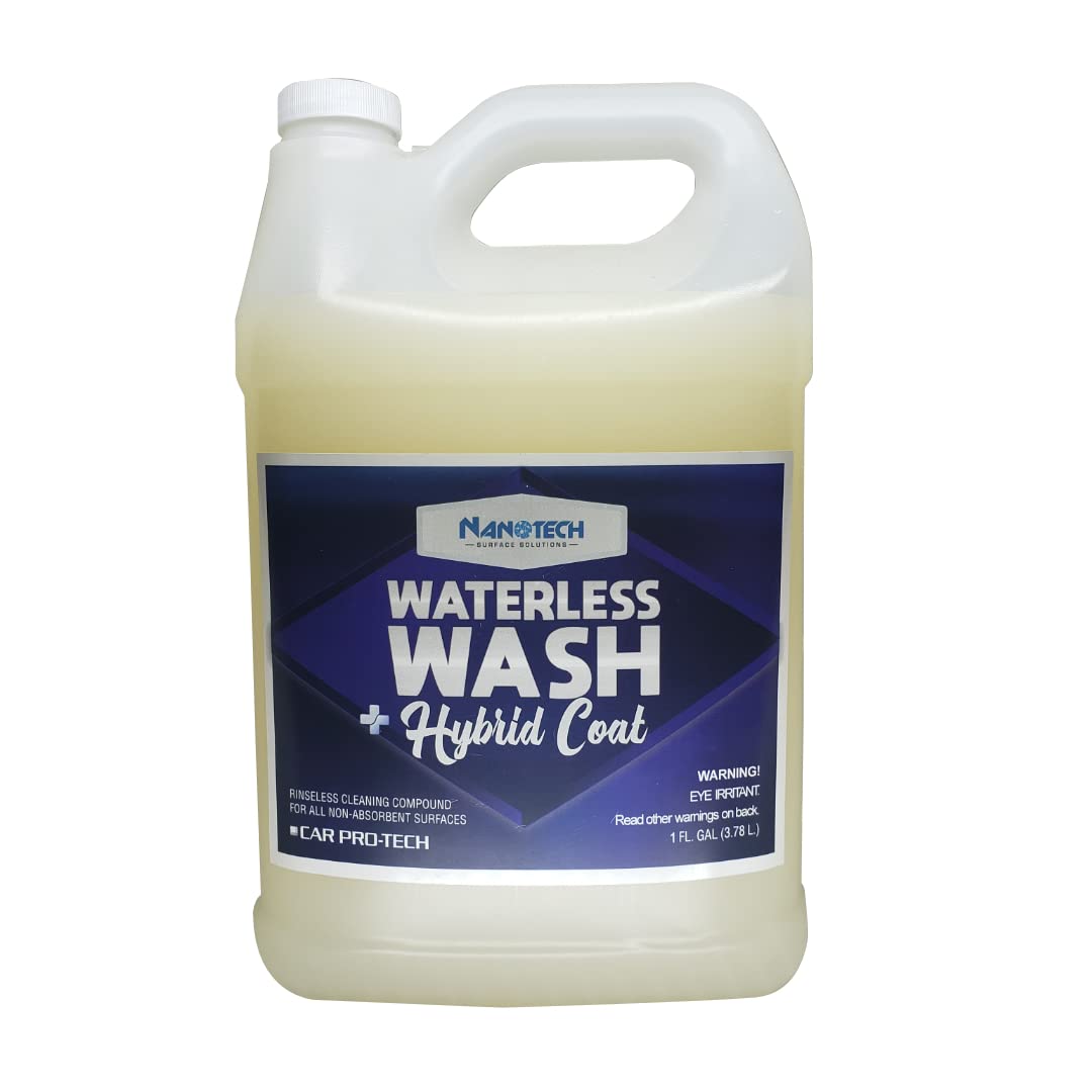 Nanotech Surface Solution Waterless Car Wash & Hybrid Coat- Rinse Less Car Wash Ceramic Spray- No Soap or Water Needed- Glossy Slick Finish- Paint Sealant Detailing (1 Gallon)