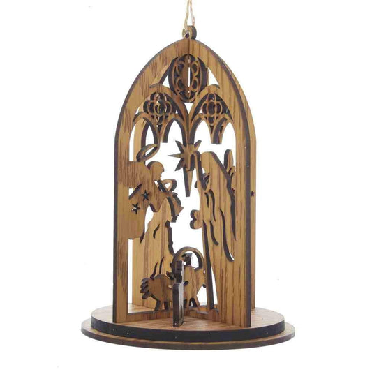 Kurt Adler 5.5" WOOD NATIVITY SCENE ORNAMENT