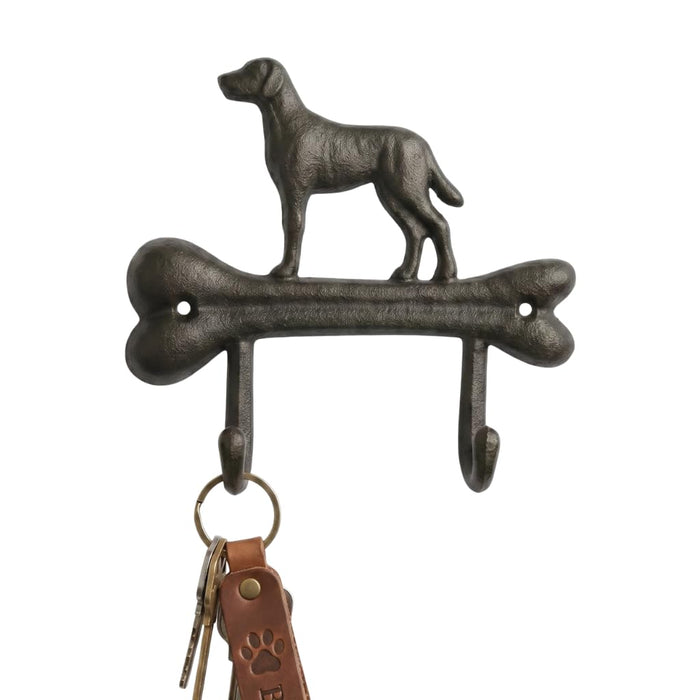 Comfy Hour Cast Iron Dog On Bone Double Key Coat Hooks Clothes Rack Wall Hanger, Heavy Duty Recycled