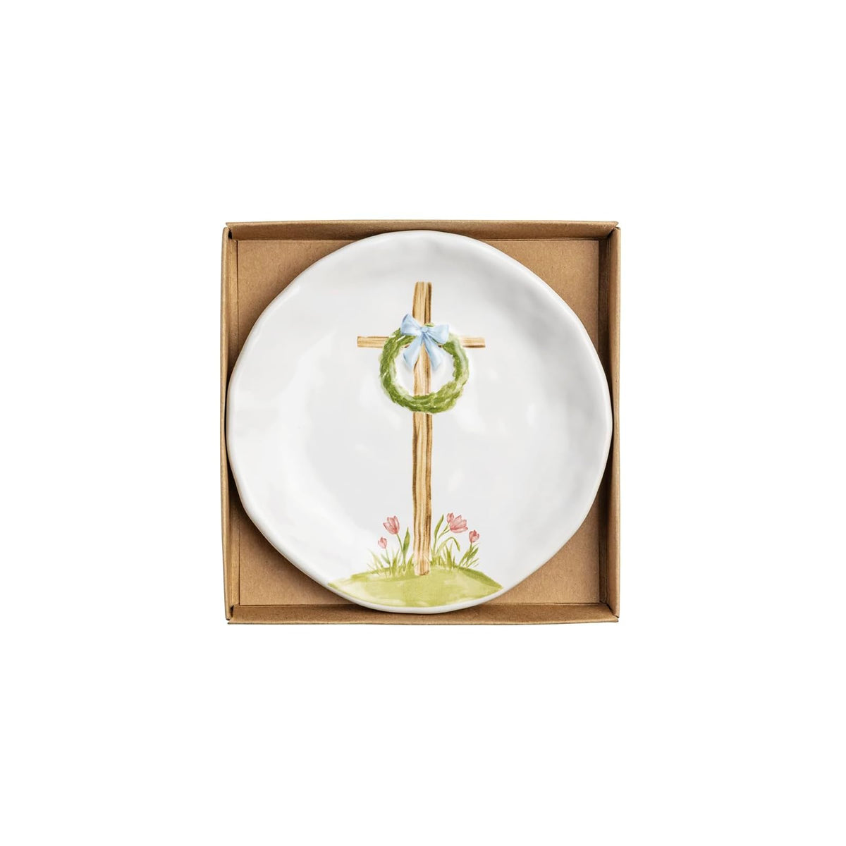 Mud Pie Jewelry Storage, 4 1/2" dia, White- Single Cross