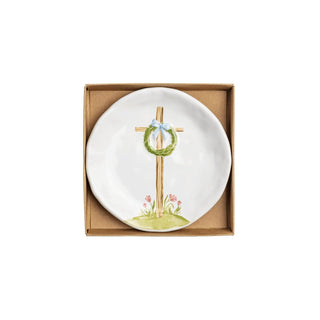 Mud Pie Jewelry Storage, 4 1/2" dia, White- Single Cross