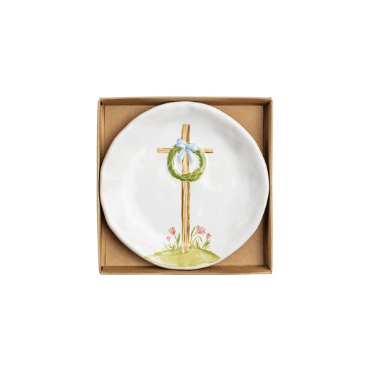 Mud Pie Jewelry Storage, 4 1/2" dia, White- Single Cross