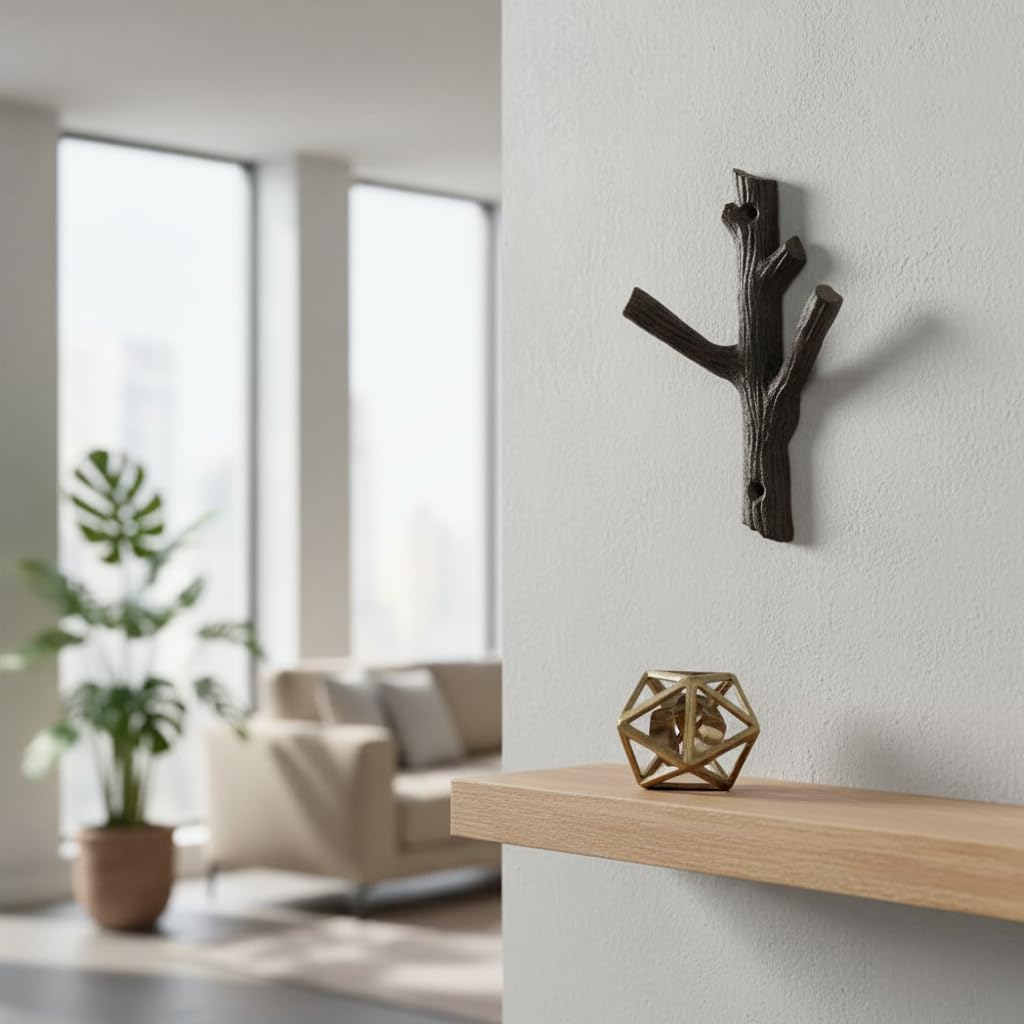 Comfy Hour Cast Iron Double Coat Hooks Wall Hanger - Branch