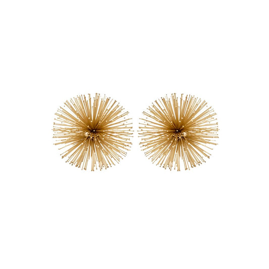 Modern Day Accents 5087 Erizo Urchin X-Small Gold Sphere Set of 2, Coffee Table Room Decor, Gold Decor, Shelf Decor, Modern Decor, Starburst Centerpiece, Spike Ball Decoration, Home, Office, 4" D
