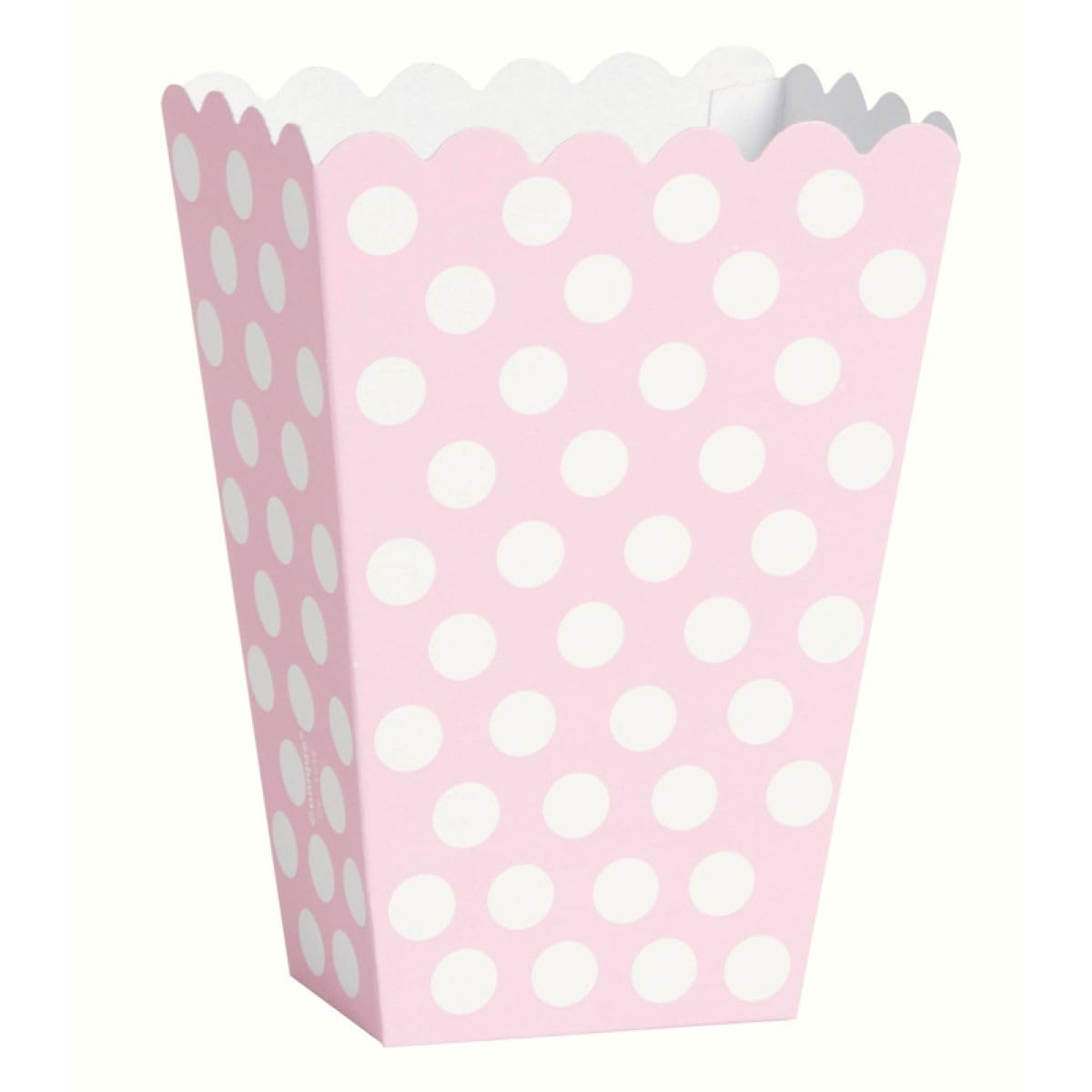 Unique Industries Light Pink Polka Dot Popcorn Treat Boxes, 8ct
