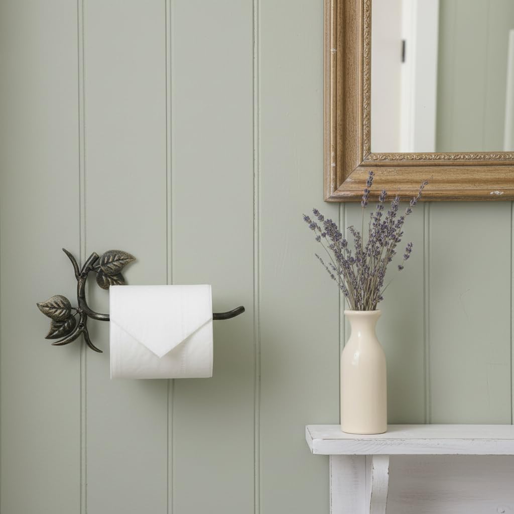 Comfy Hour 9.8 Inch Cast Iron Toilet Paper Holder, Leaf Wall Mount