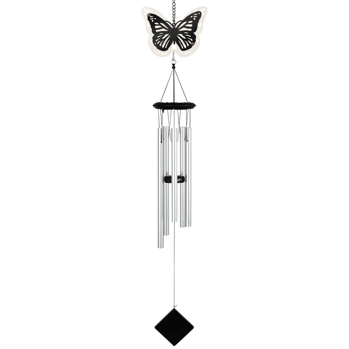 Carson Wind Chime, Black, White, Silver