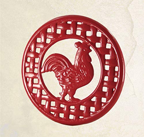 Grant Howard 51094 Red Rooster Trivet, 8-inch Diameter, Cast Iron
