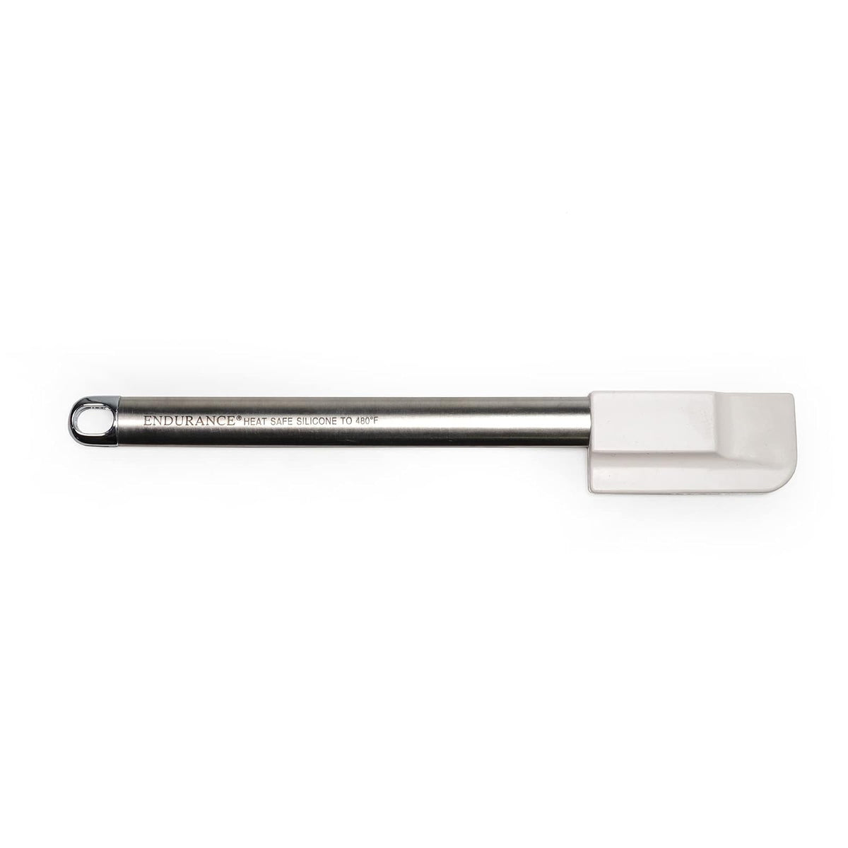 RSVP International Small Silicone Spatula with Stainless Steel Handle, White