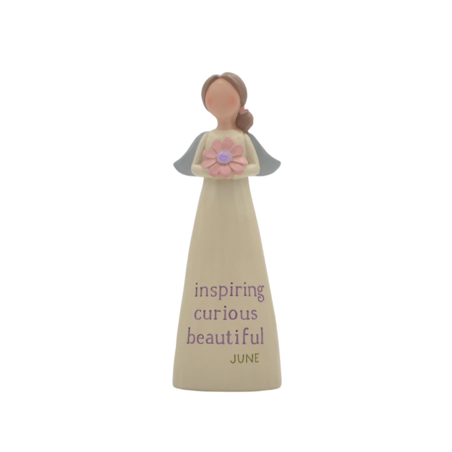 Blossom Bucket Birthstone Angel - June, 5.25-inch Height, Dirty White, Resin, Figurine, Home Decor