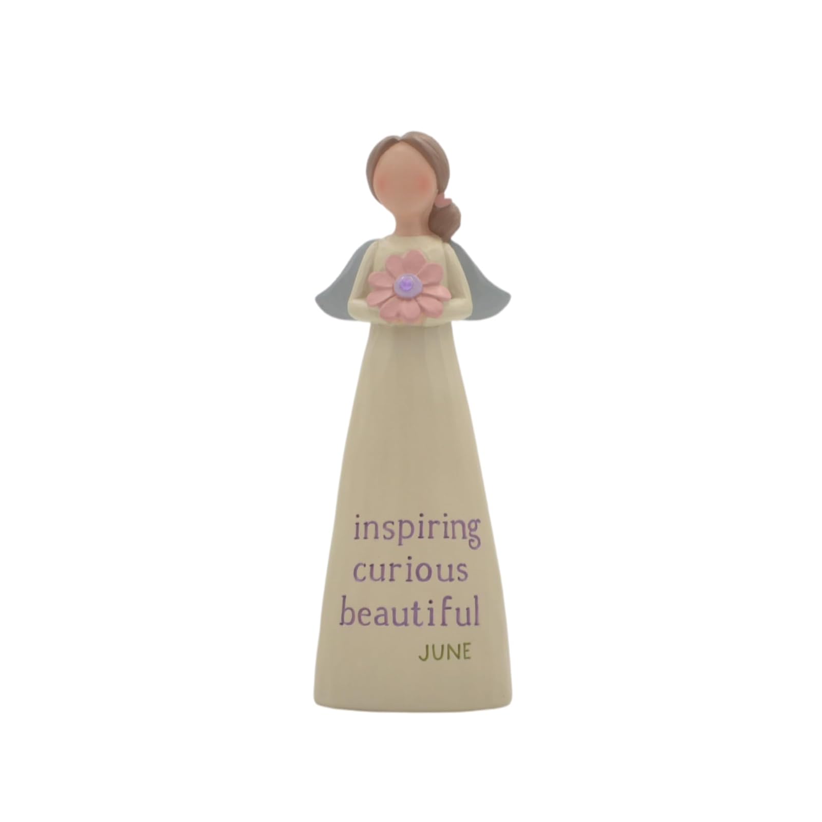 Blossom Bucket Birthstone Angel - June, 5.25-inch Height, Dirty White, Resin, Figurine, Home Decor