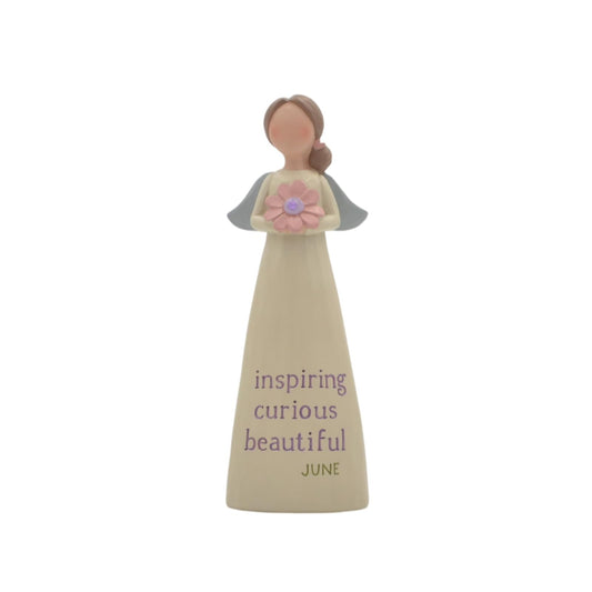 Blossom Bucket Birthstone Angel - June, 5.25-inch Height, Dirty White, Resin, Figurine, Home Decor