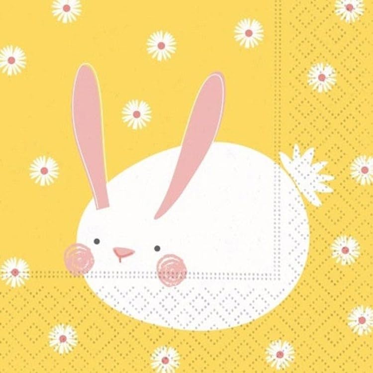 DESIGN DESIGN Itty Bitty Bunnies Beverage Napkin, Party Supplies