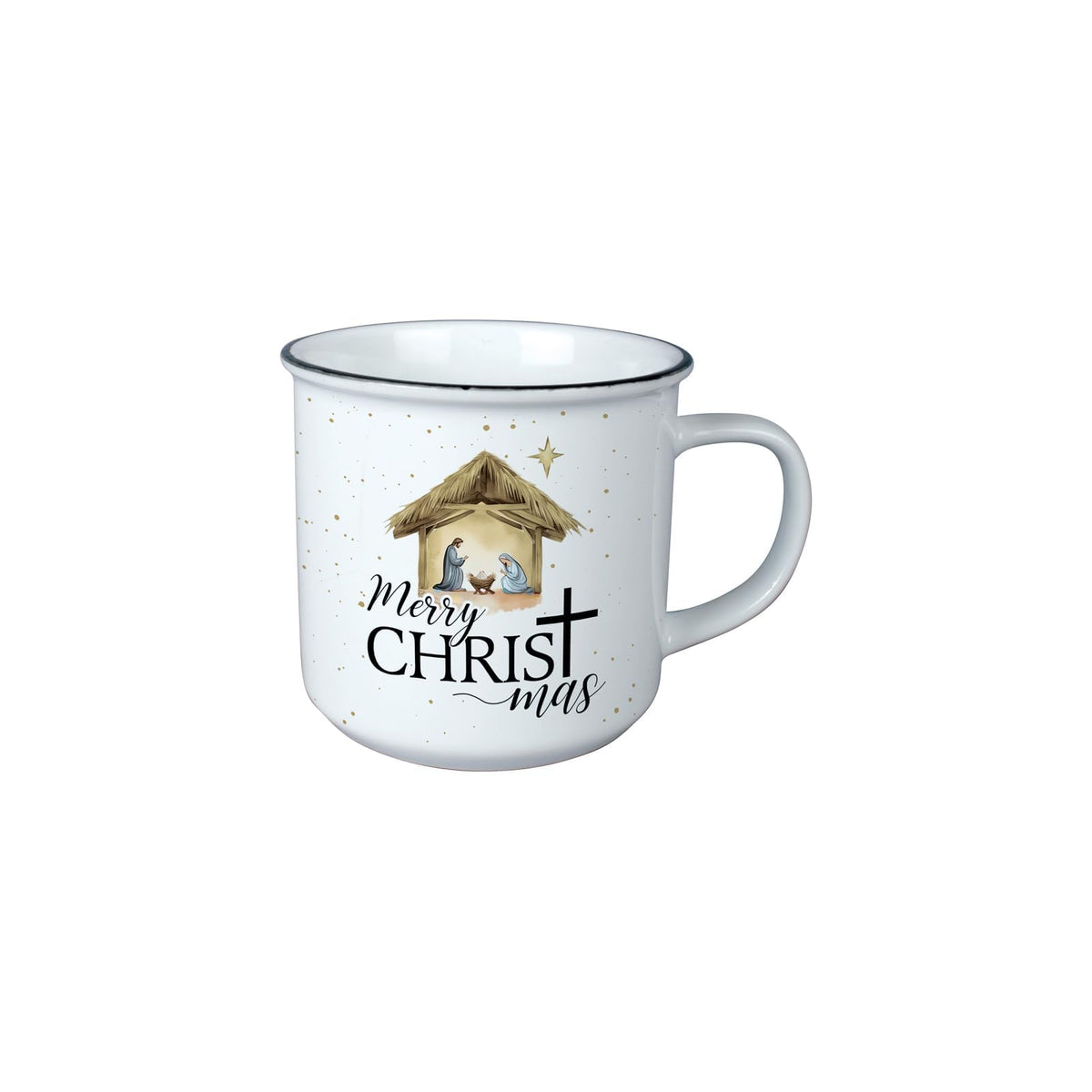 Carson Drinking Cup, 13 Ounces, White/Brown
