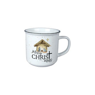 Carson Drinking Cup, 13 Ounces, White/Brown