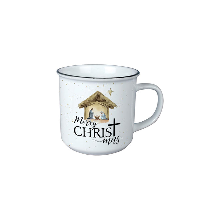 Carson Drinking Cup, 13 Ounces, White/Brown