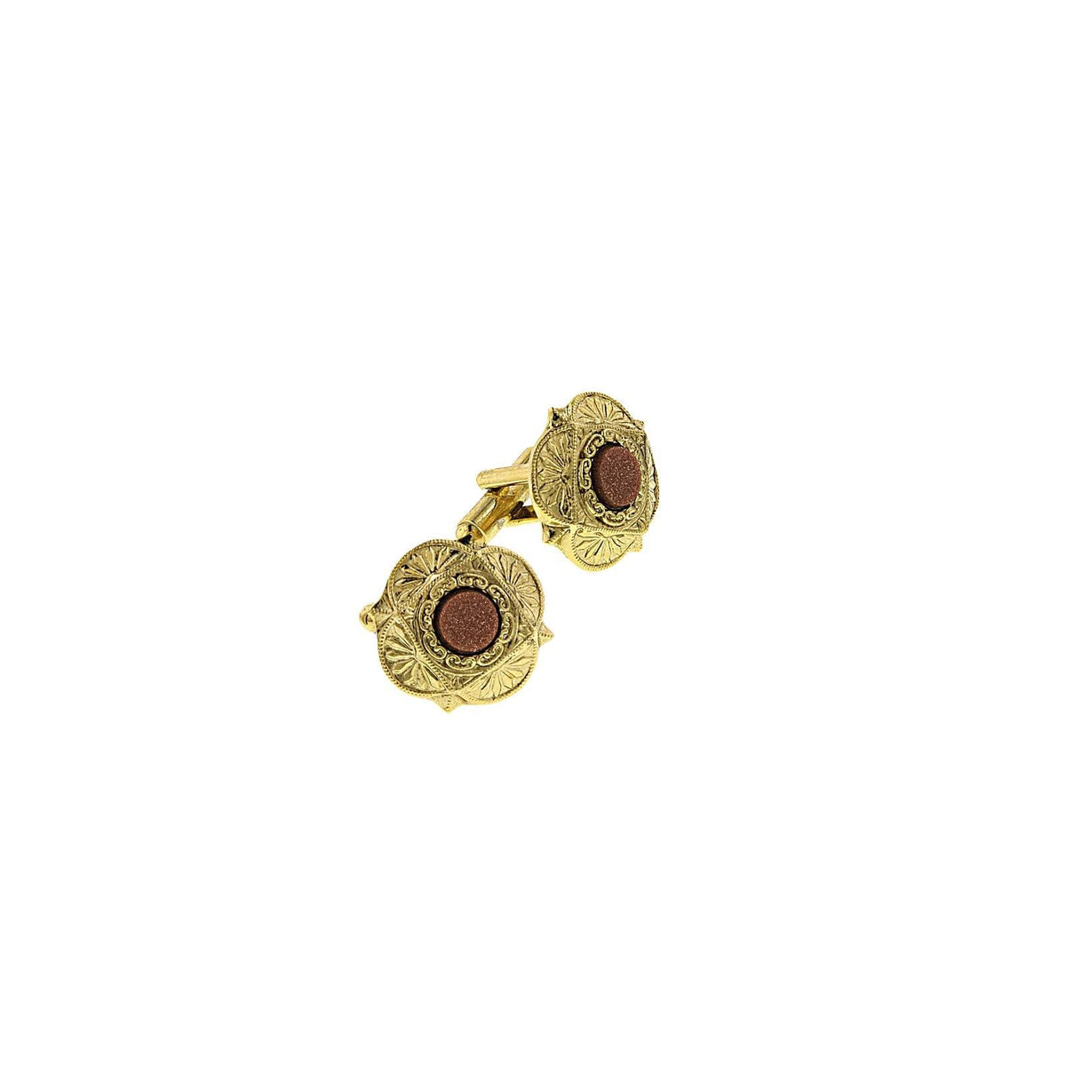 1928 Jewelry Company Cuff Link, 0.75"L X 0.75"W, Goldstone