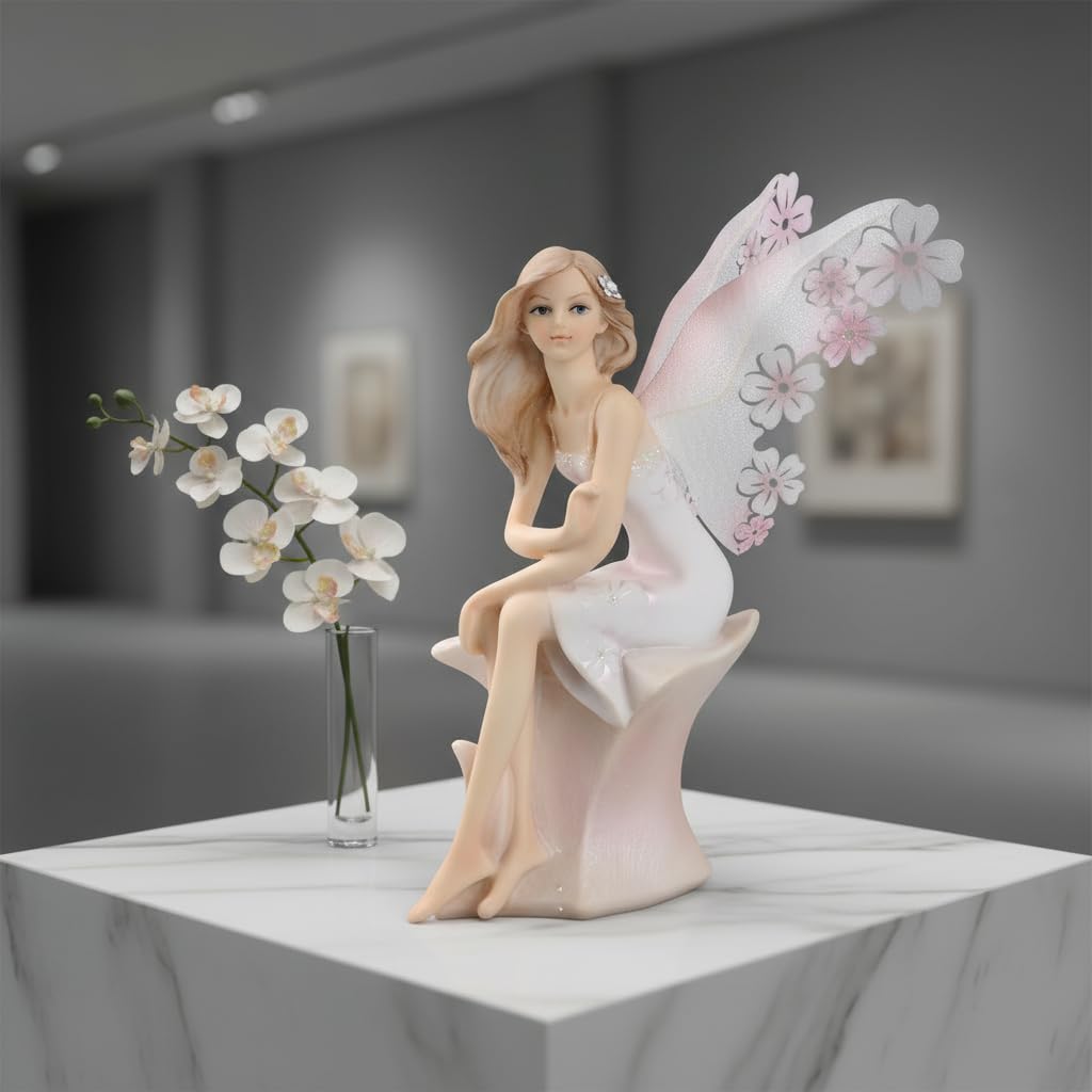 Comfy Hour 7.4 Inch Fairy Statue, Sitting Spring Fairy Figurine