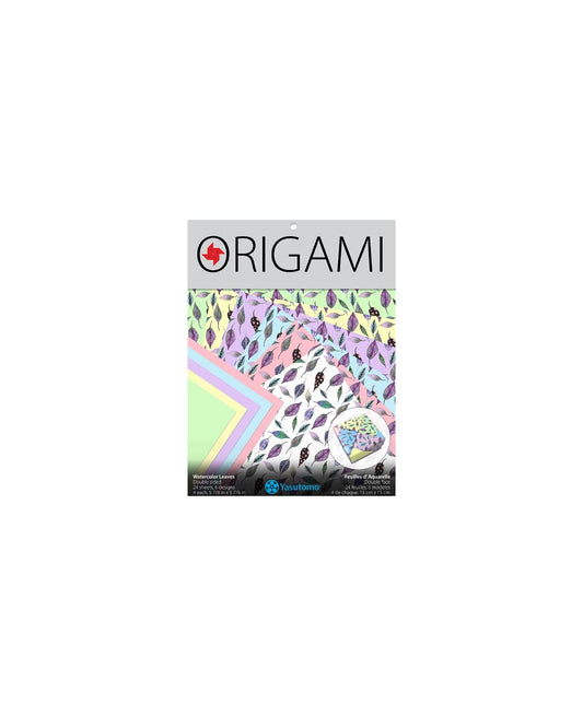 Yasutomo Origami Patterned Paper Double-Sided 24/Pkg-Watercolor Leaves -Y4533