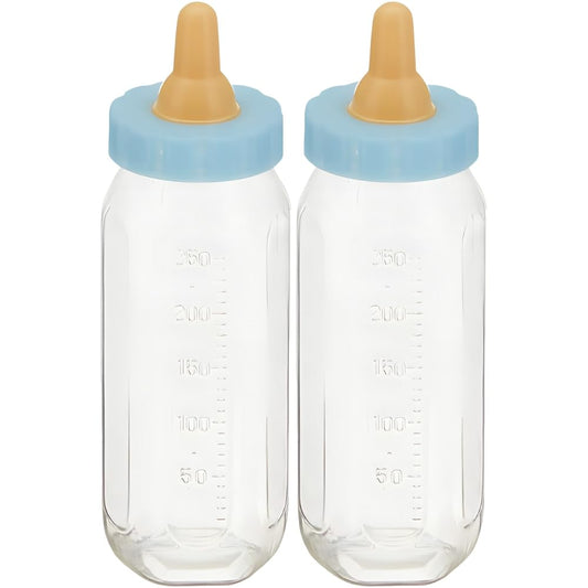 Unique Industries 5" Plastic Fillable Blue Baby Bottle Boy Baby Shower Favors, 2ct