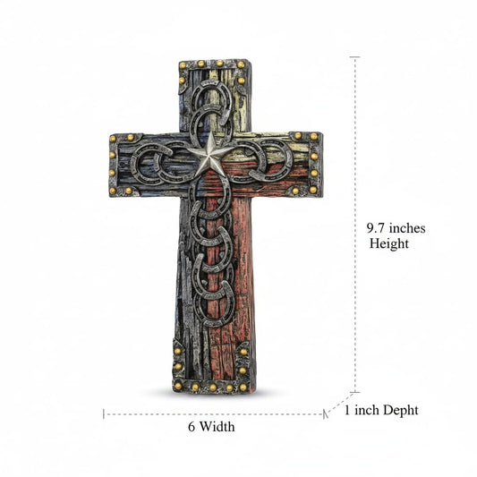 Comfy Hour 9.1 Inch Cross for Wall, Horseshoe Cross Wall Decor