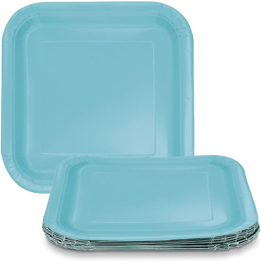Unique Industries Unique 46861 Square Paper Plates-18 cm-Teal Colour-Pack of 16