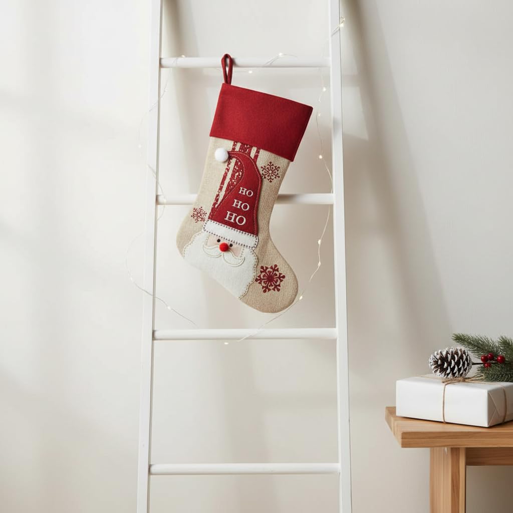 Comfy Hour 18x11 Inch Christmas Stocking, Santa Claus Rustic Decor