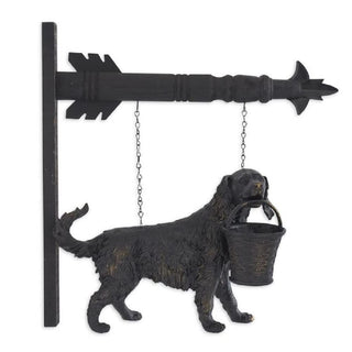 K&K Interiors 17227A-AR Dog Statue with Basket Arrow Replacement, Black and Gold, 13-inch Length, Polyresin