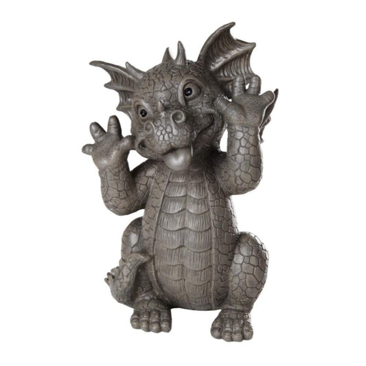 Pacific Trading Giftware Garden Dragon Taunting Dragon Garden Display Decorative Accent Sculpture Stone Finish 10 Inch Tall