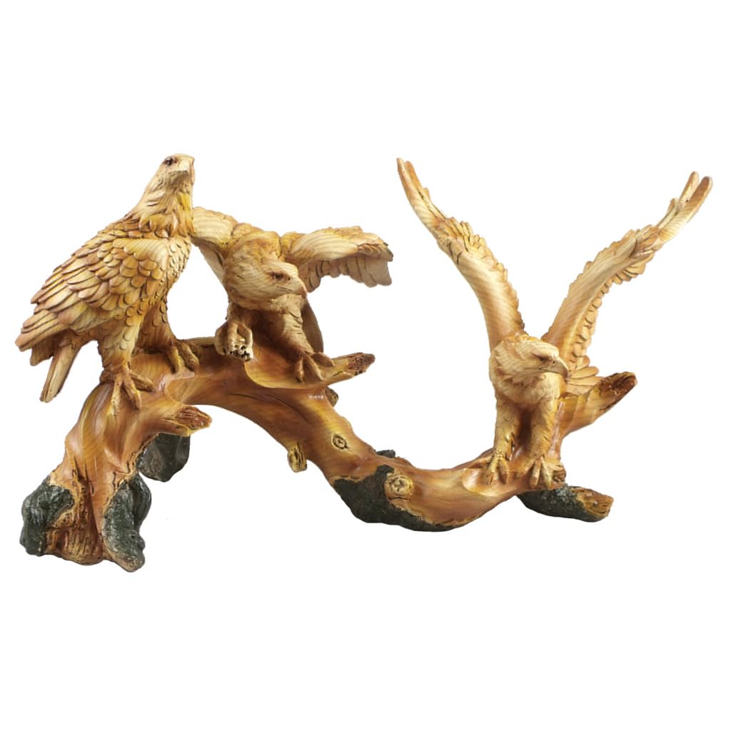 Lipco Carved Wood Look Eagles Figurine, Poly Resin, Home Decor Accessories