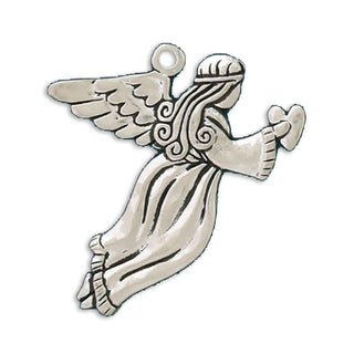 Basic Spirit Angel with Heart Global Giving 2-1/2-Inch Pewter Ornament