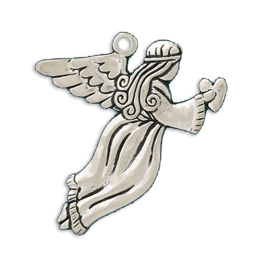 Basic Spirit Angel with Heart Global Giving 2-1/2-Inch Pewter Ornament
