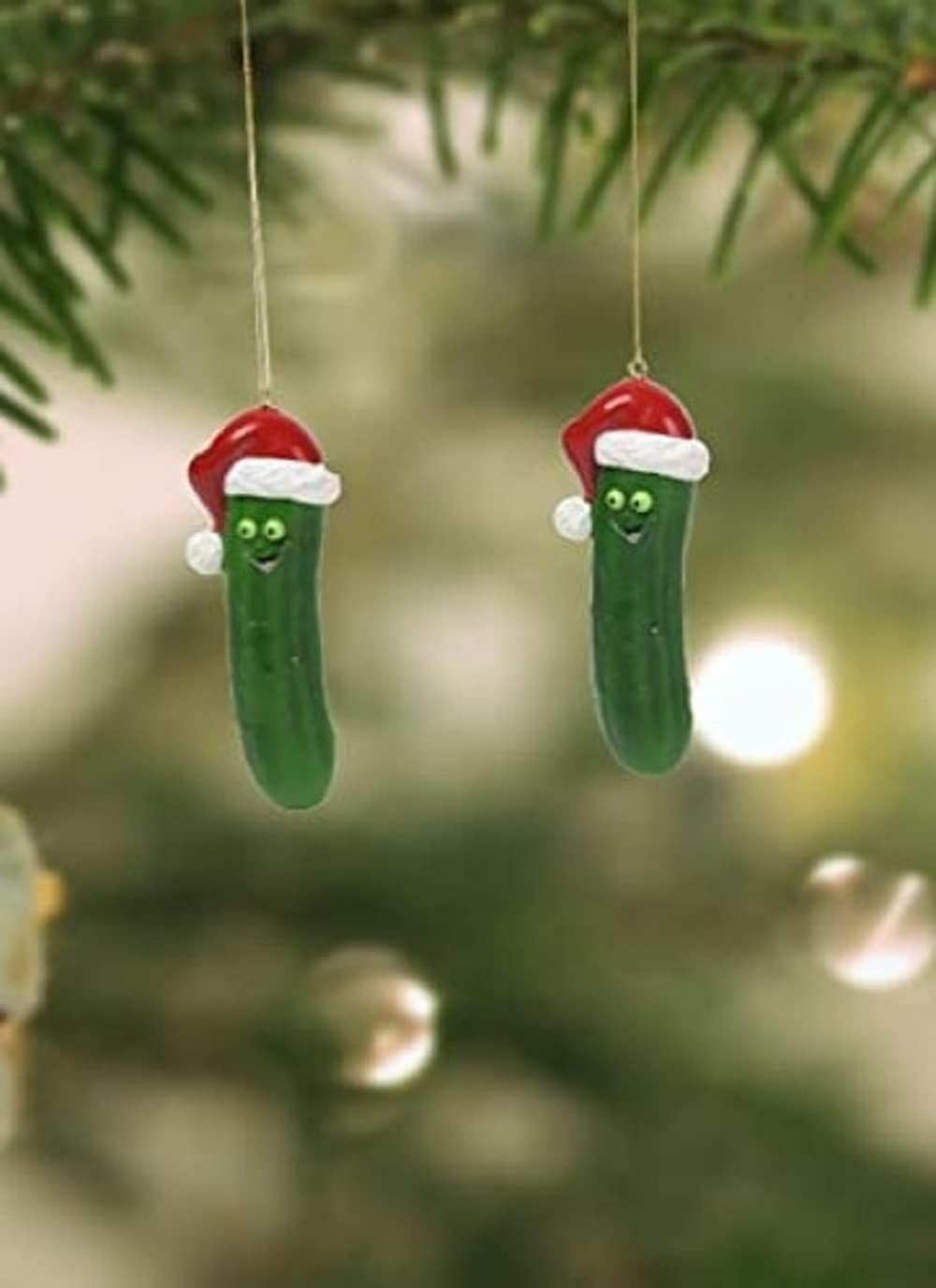 Comfy Hour Winter Holiday Home Collection Resin Pickle with Hat Christmas Tree Ornaments