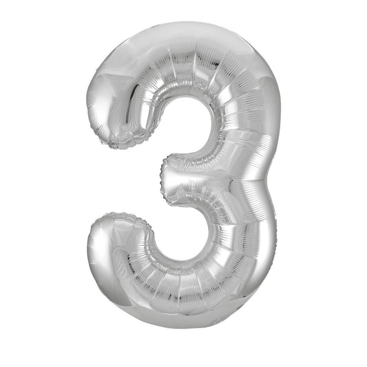 Unique Industries 34" Foil Silver Number 3 Balloon