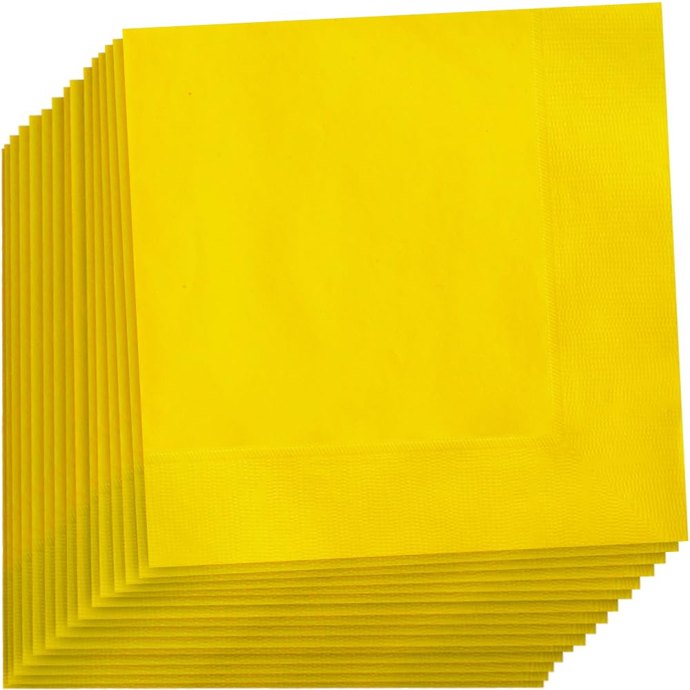 Unique Disposable Napkin, 20 Count (6.5" x 6.5"), Sunflower Yellow