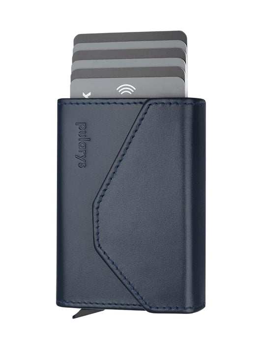 pularys Mini Wallet RAVEN - Multifunckion Credit Card Case - Italian Leather - RFID blocking - Size: 6.5 x 10 x 2.5 cm - Space for up to 7 Cards - Classic Design