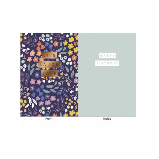 Design Design Navy Flower Fields Birthday Card - Her