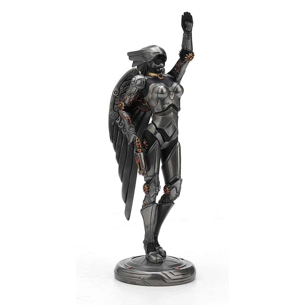 Unicorn Studio Veronese Design 9 5/8 Inch Tall Art Deco Style Steampunk Mechanoid Angel Cold Cast Resin Steel Finish Statue Science Fiction Gifts Collectibles